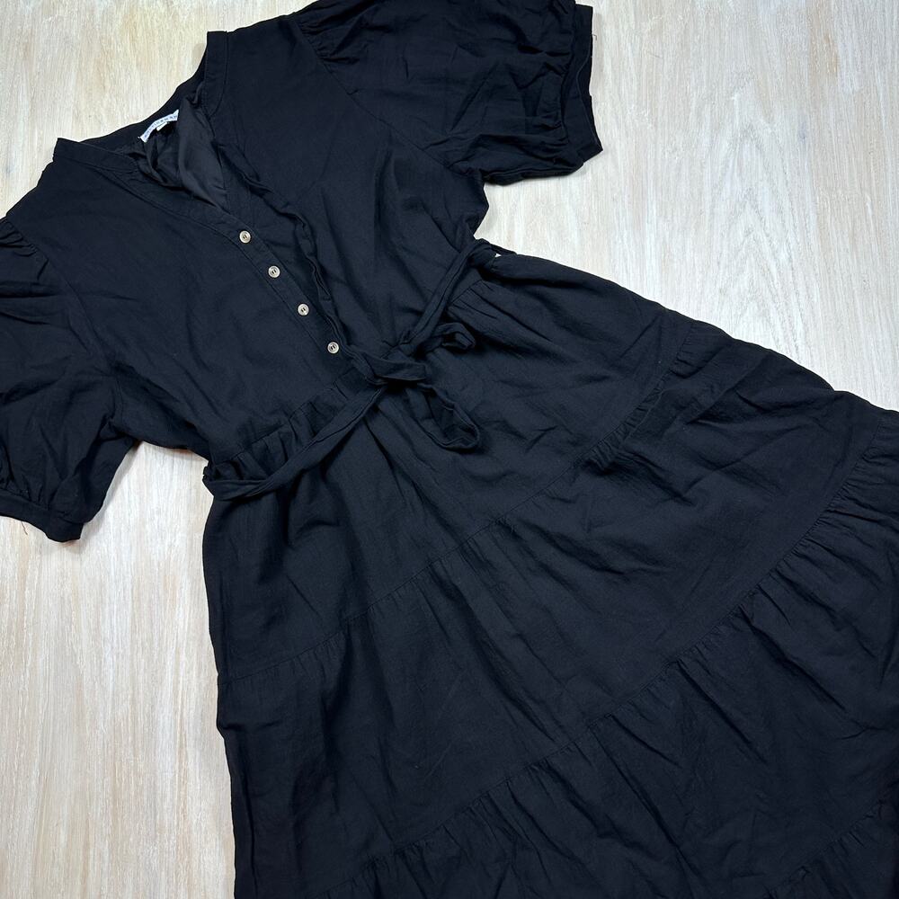Baltic Born Black Maxi Dress 1XL Puff Sleeve Tiered Cottagecore Romantic Praire - Picture 8 of 13